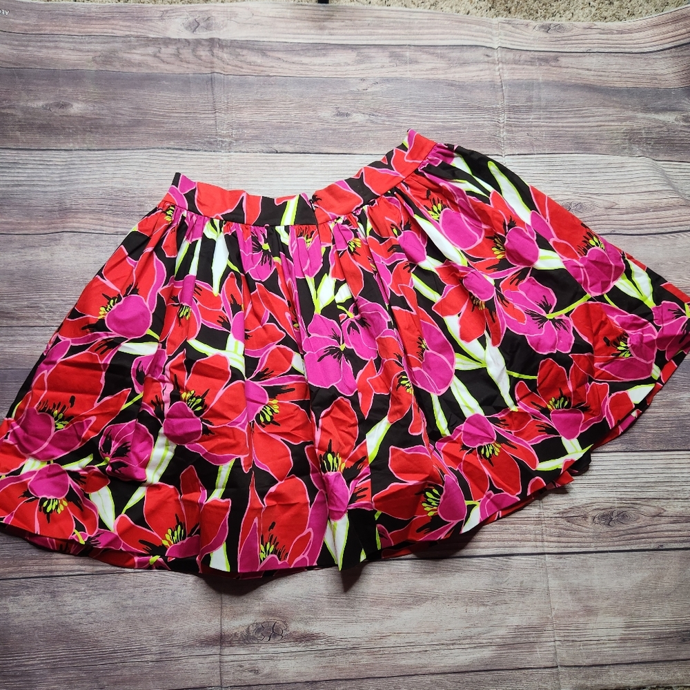 Kate Spade York Tropical Floral Pink Coreen Rio De Janeiro Flare Circle Skirt - Picture 2 of 9